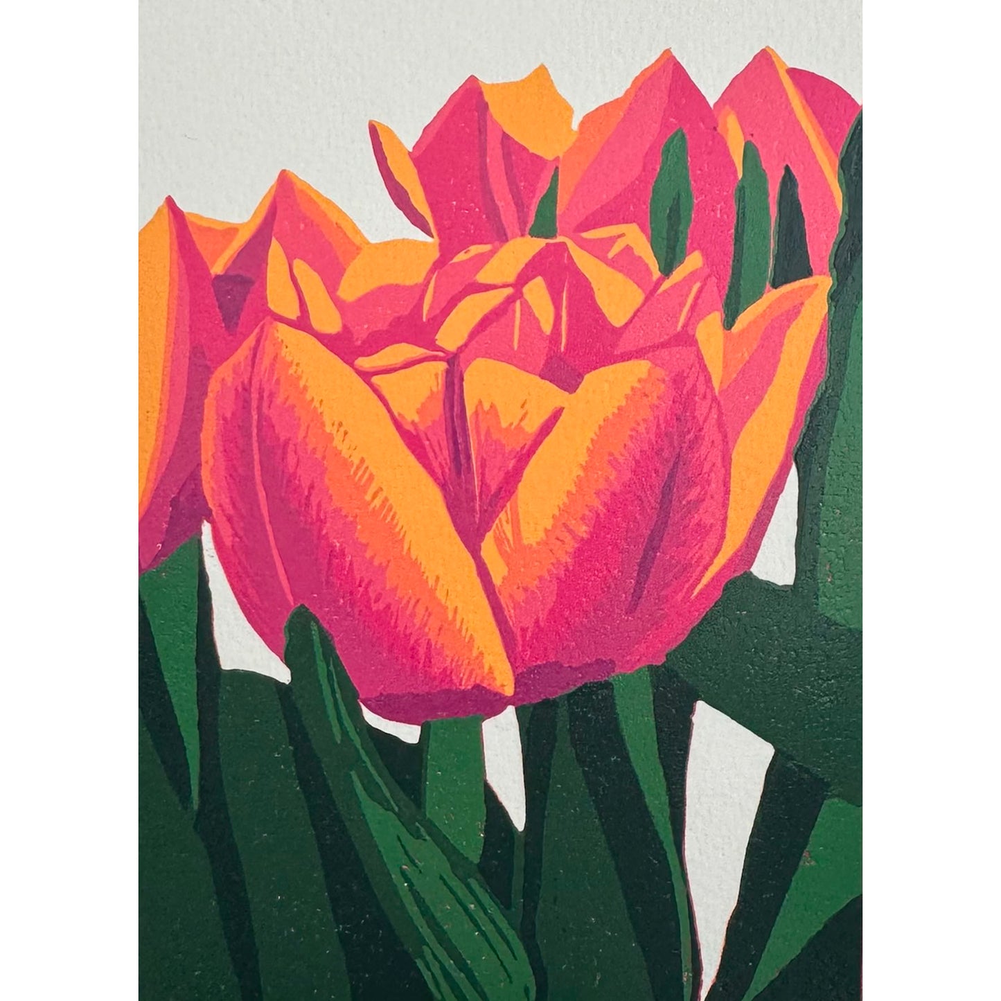 * Tulips (2024) Linocut print from a limited edition of 6