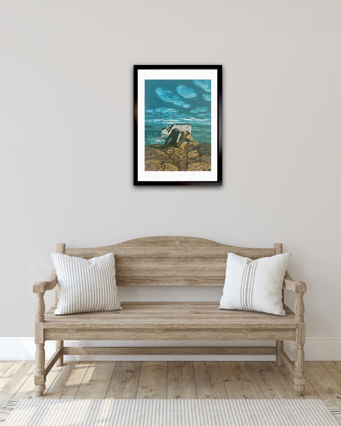 * Old Harry Rocks (2024) Linocut print from a limited edition of 8