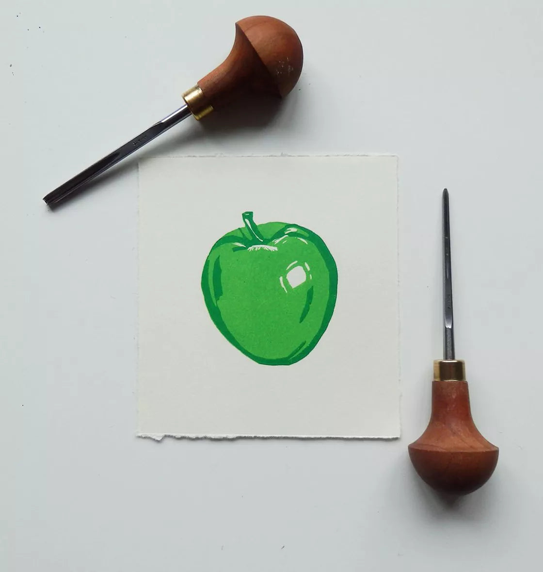 Magritte's Apple (2018) Linocut print from a limited edition of 15