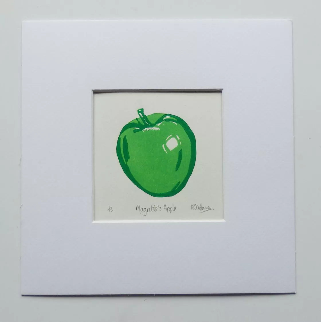 Magritte's Apple (2018) Linocut print from a limited edition of 15