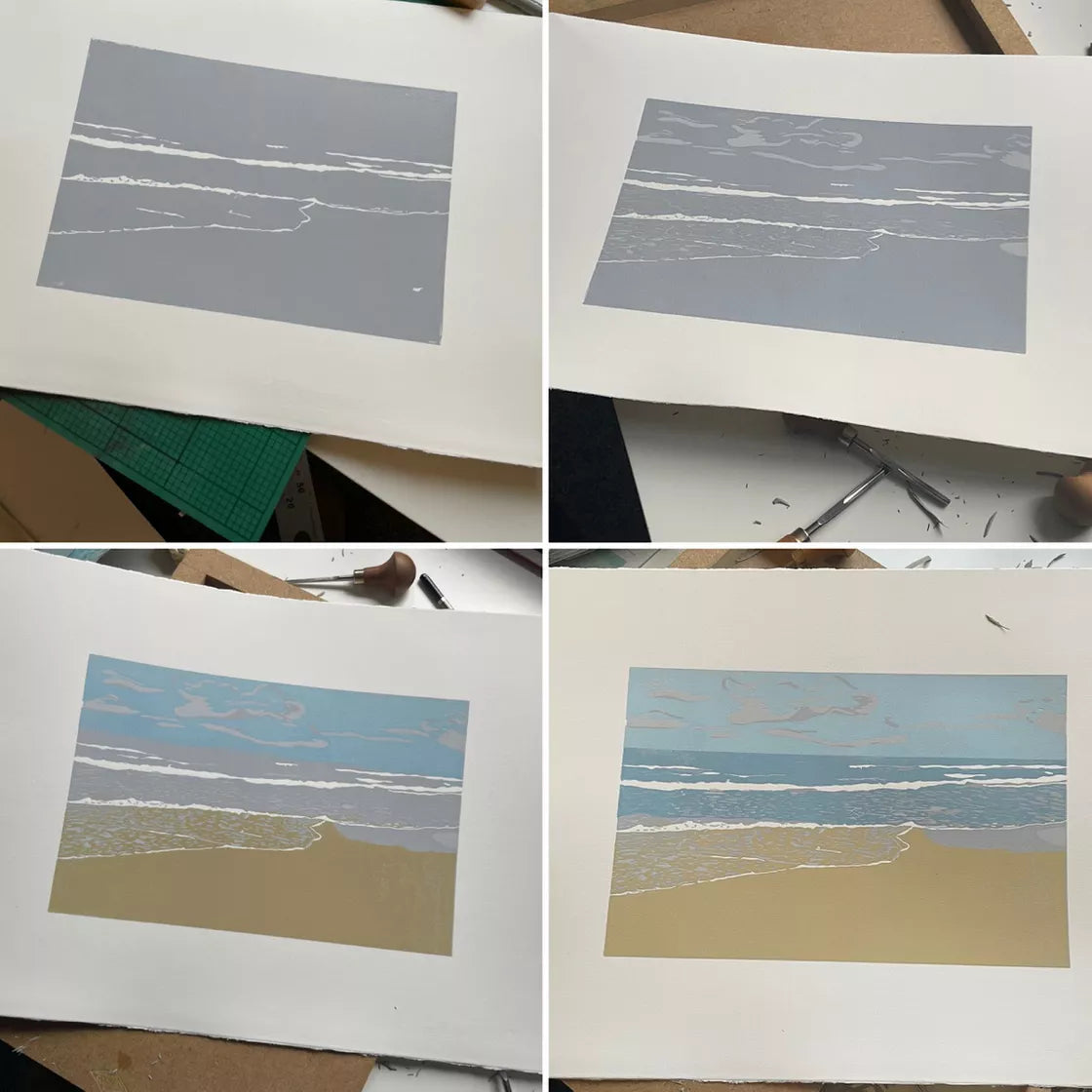 Beach (2022) Linocut print from a limited edition of 20