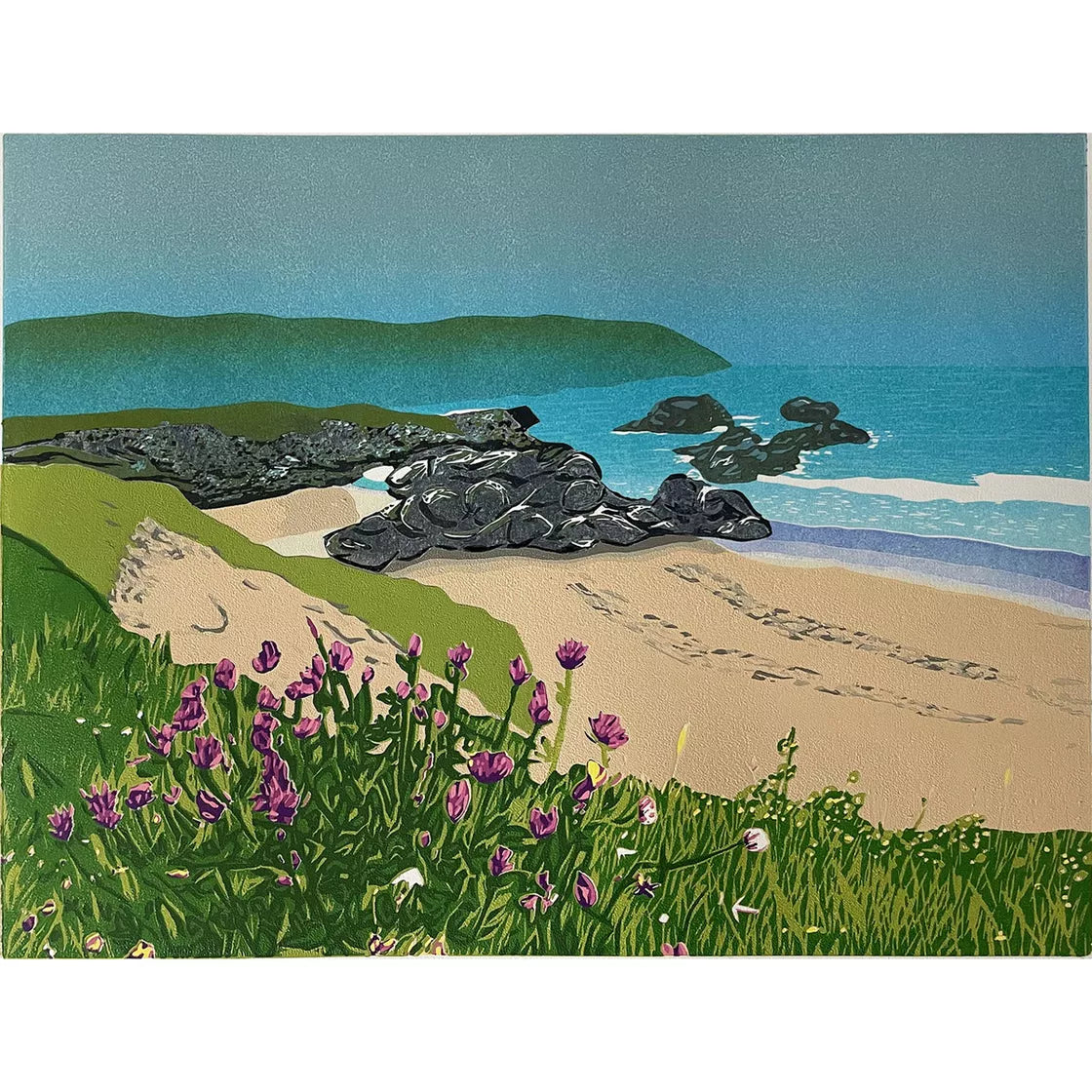 Beach Clover (2022) Linocut print from a limited edition of 5