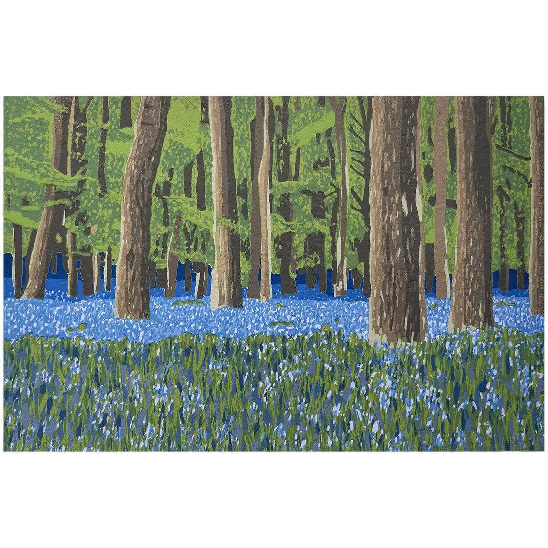 Bluebell Carpet (2022) Linocut print from a limited edition of 12