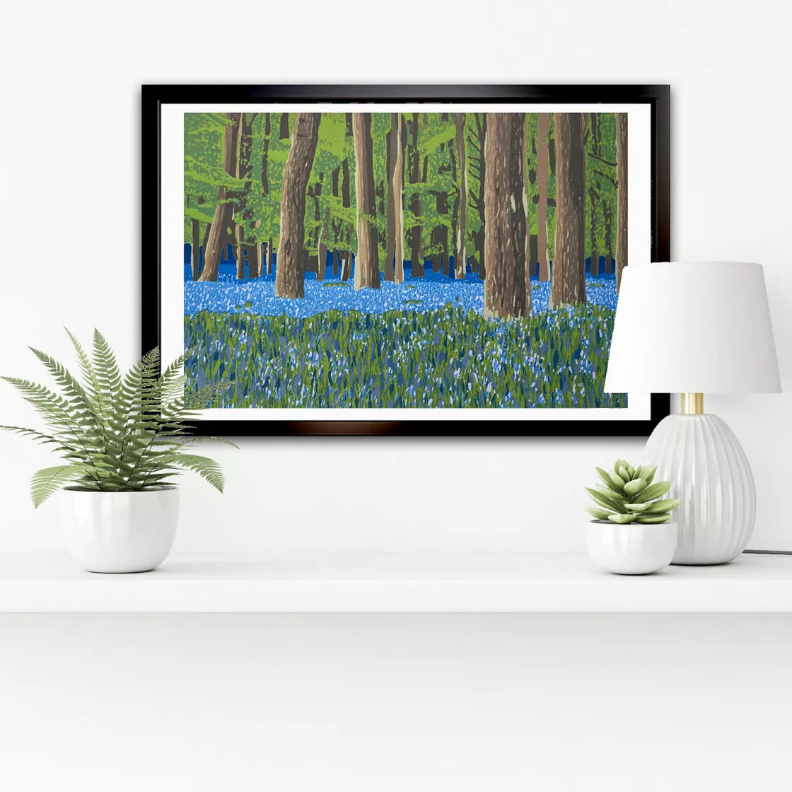 Bluebell Carpet (2022) Linocut print from a limited edition of 12