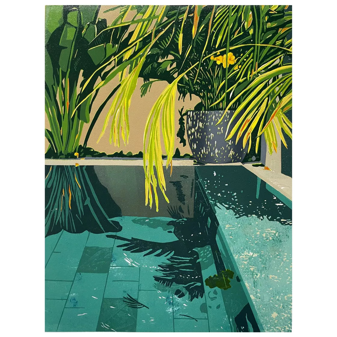 * Dive In (2023) Linocut print from a limited edition of 15