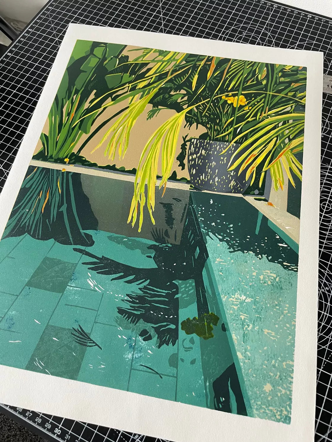 * Dive In (2023) Linocut print from a limited edition of 15