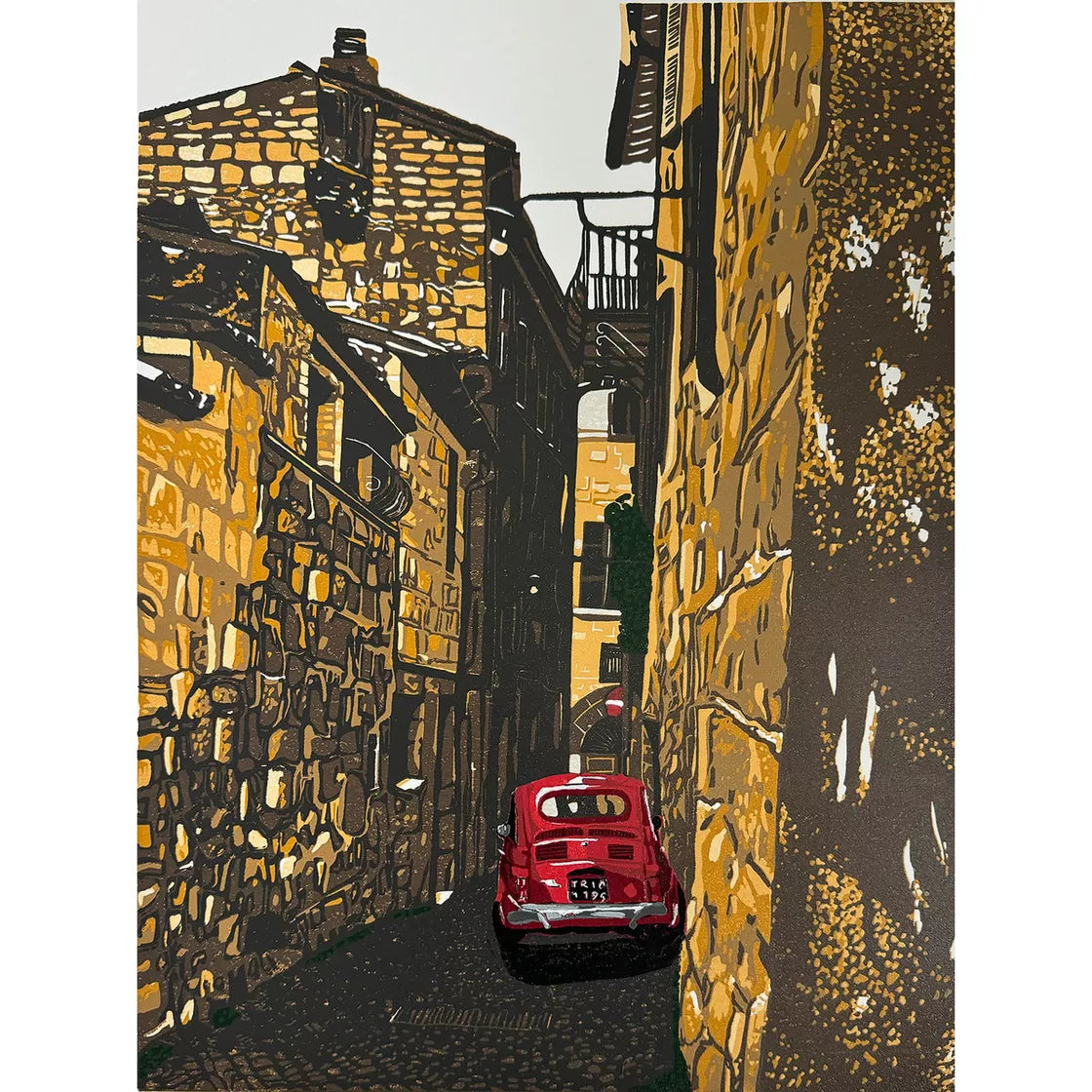 * Perfect Fit (2024) Linocut print from a limited edition of 8