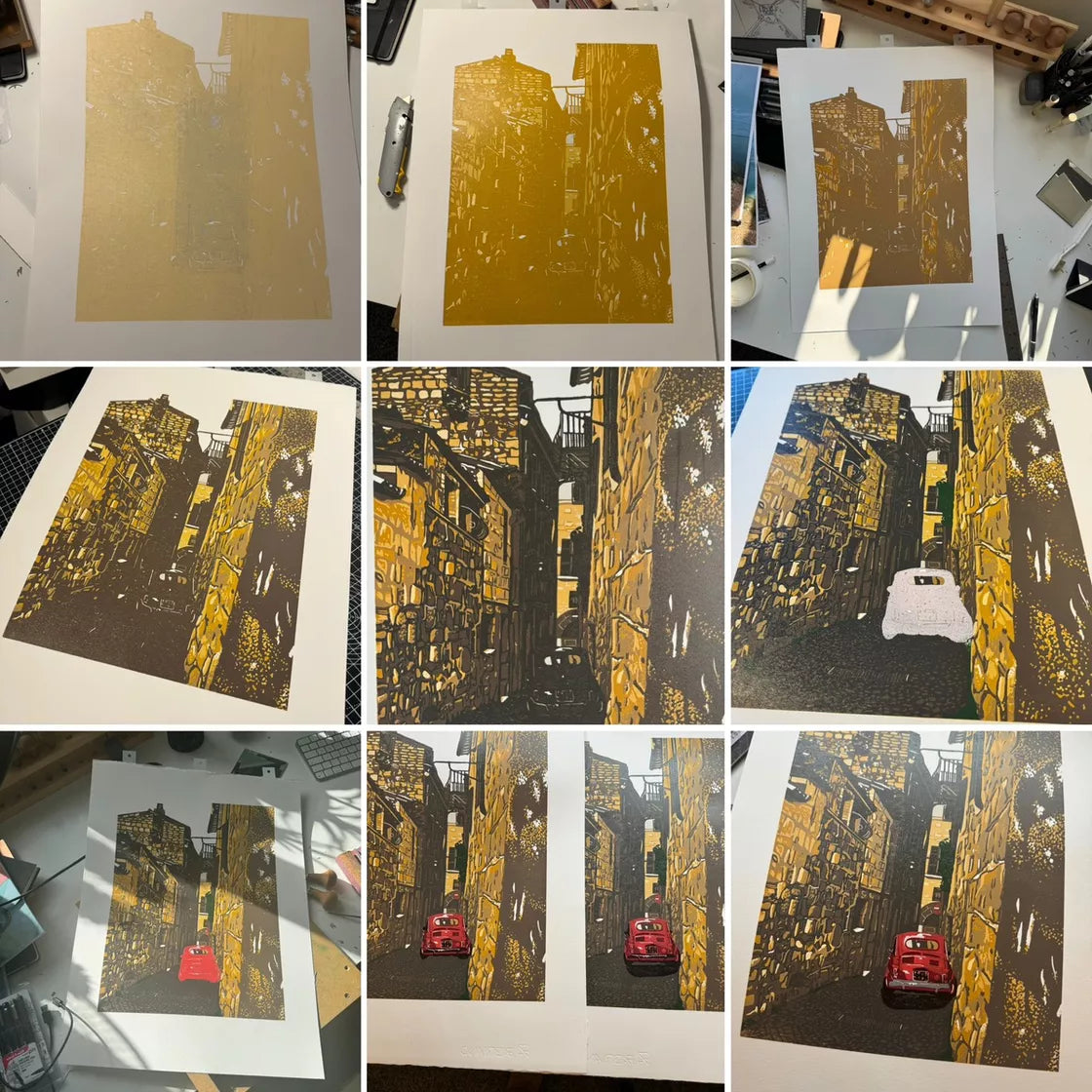 * Perfect Fit (2024) Linocut print from a limited edition of 8
