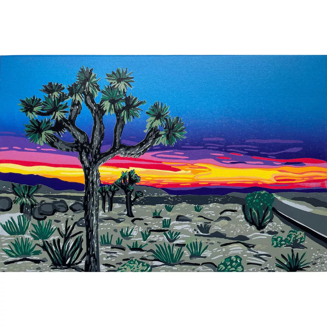 Joshua Sunset (2021) Linocut print from a limited edition of 16