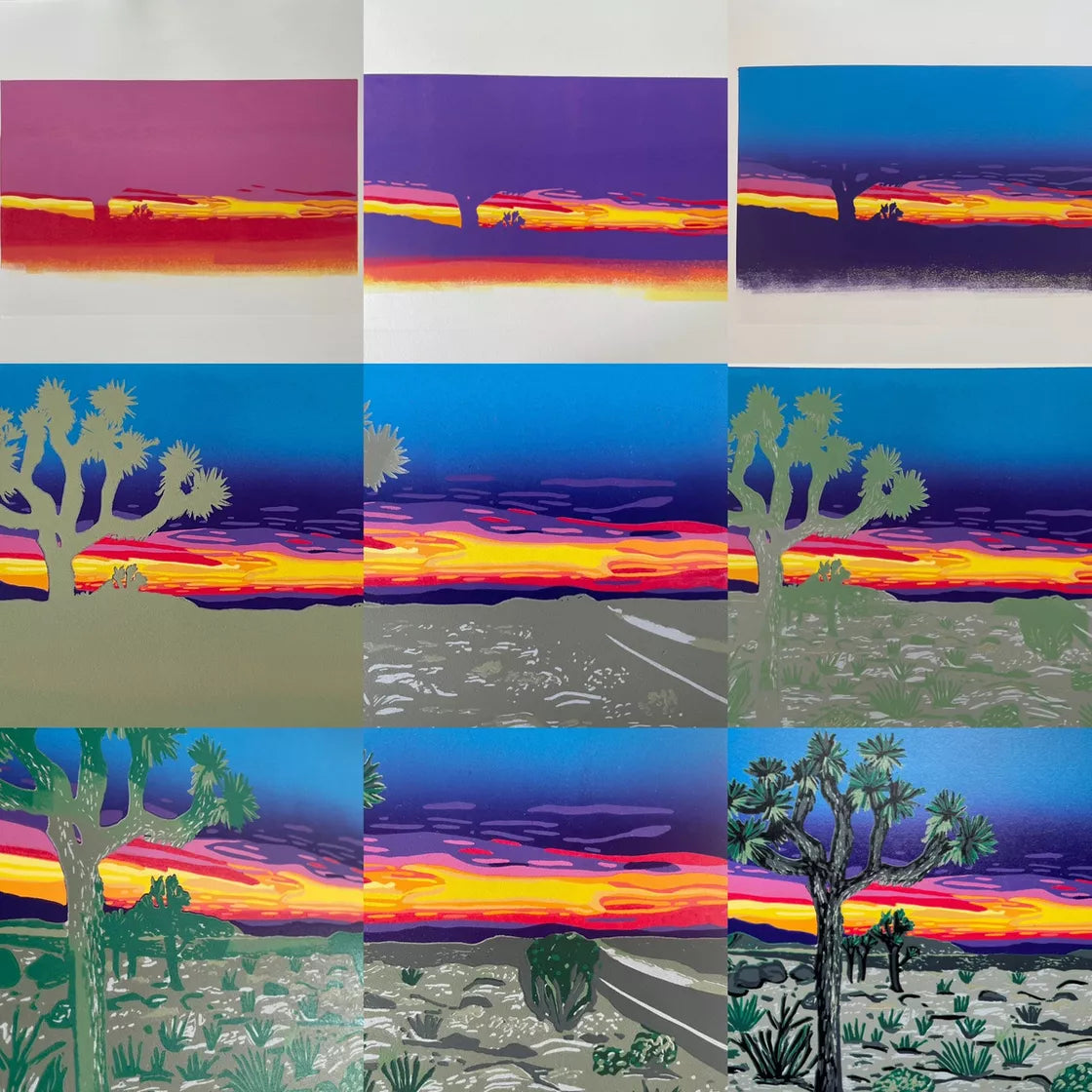 Joshua Sunset (2021) Linocut print from a limited edition of 16