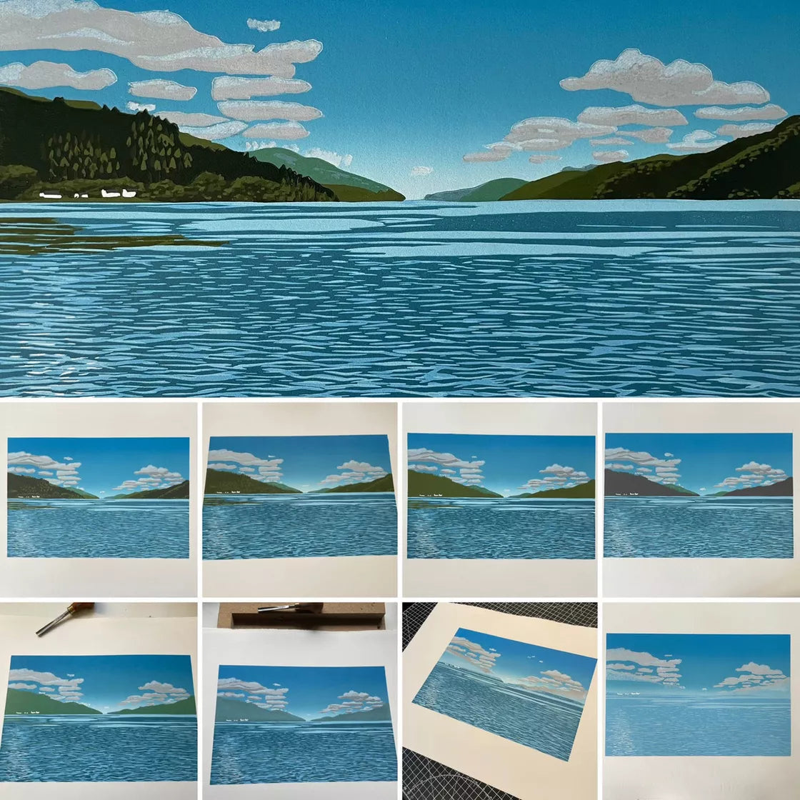Lochside (2022) Linocut print from a limited edition of 16