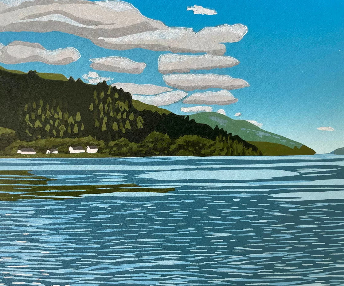 Lochside (2022) Linocut print from a limited edition of 16