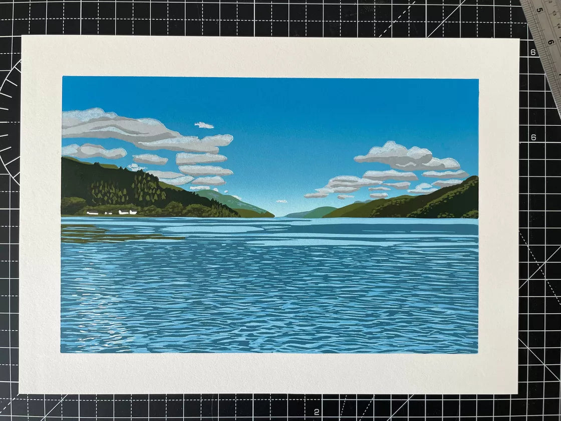 Lochside (2022) Linocut print from a limited edition of 16