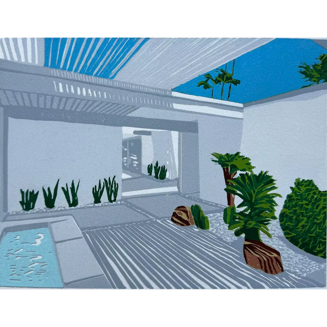 * Palm Springs Series Print 2 (2023) Linocut print from a limited edition of 6