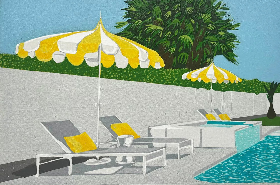 * Palm Springs Series 3 (2023) Linocut print from a limited edition of 12