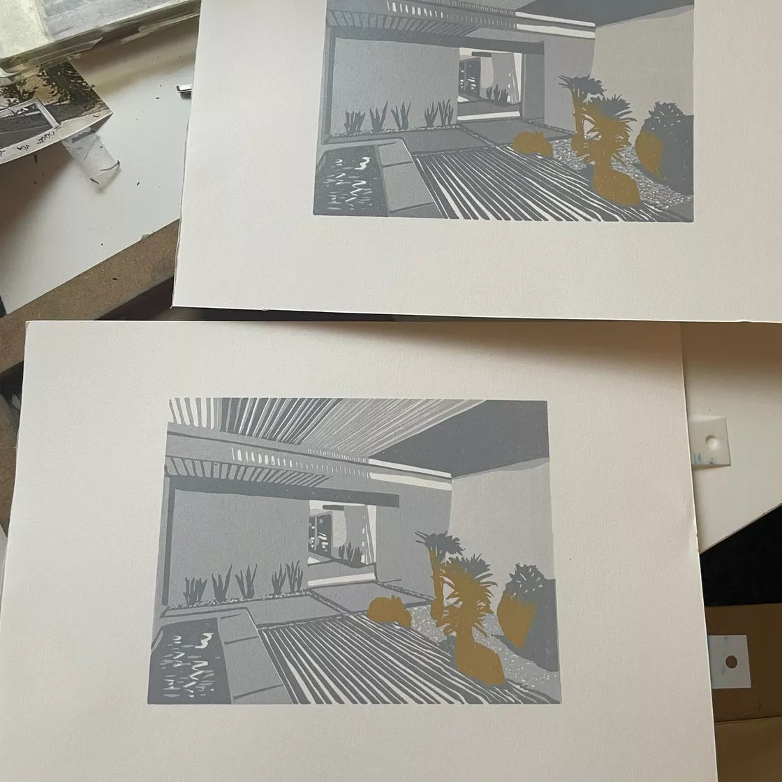 * Palm Springs Series Print 2 (2023) Linocut print from a limited edition of 6