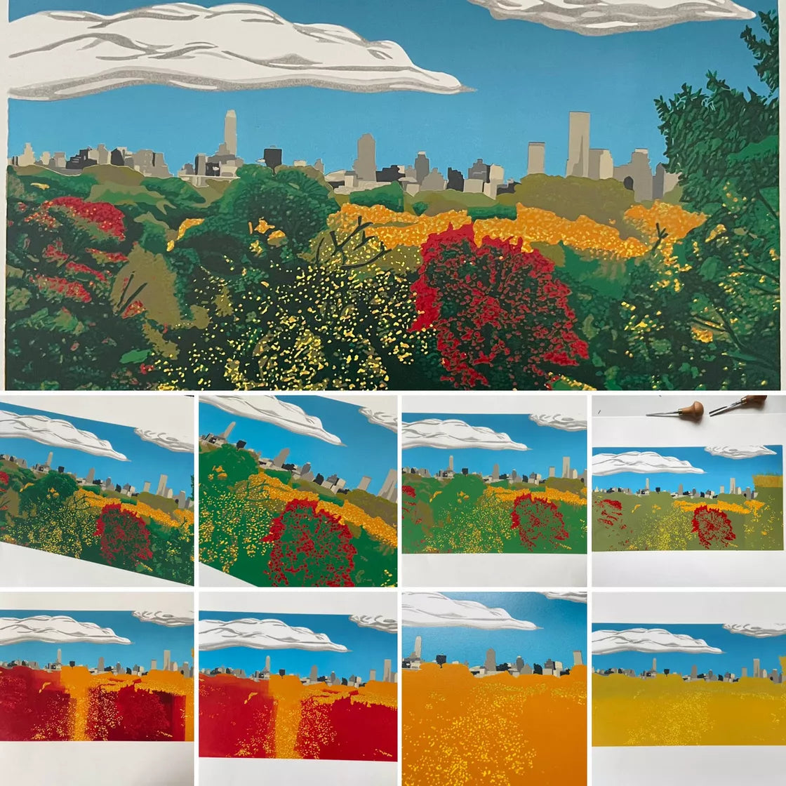 Central Park (2022) Linocut print from a limited edition of 10