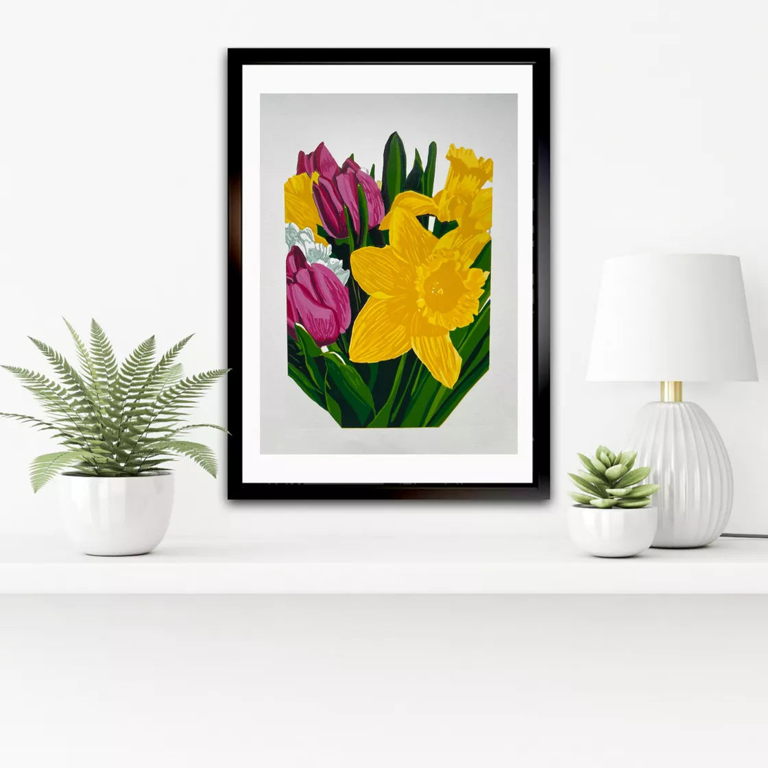 Spring Bouquet (2021) Linocut print from a limited edition of 9