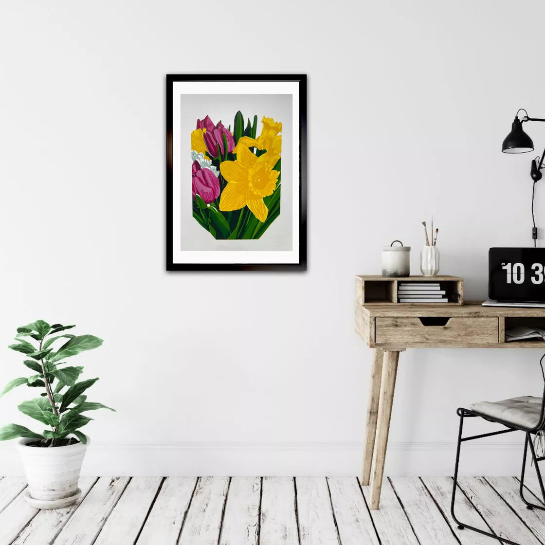 Spring Bouquet (2021) Linocut print from a limited edition of 9