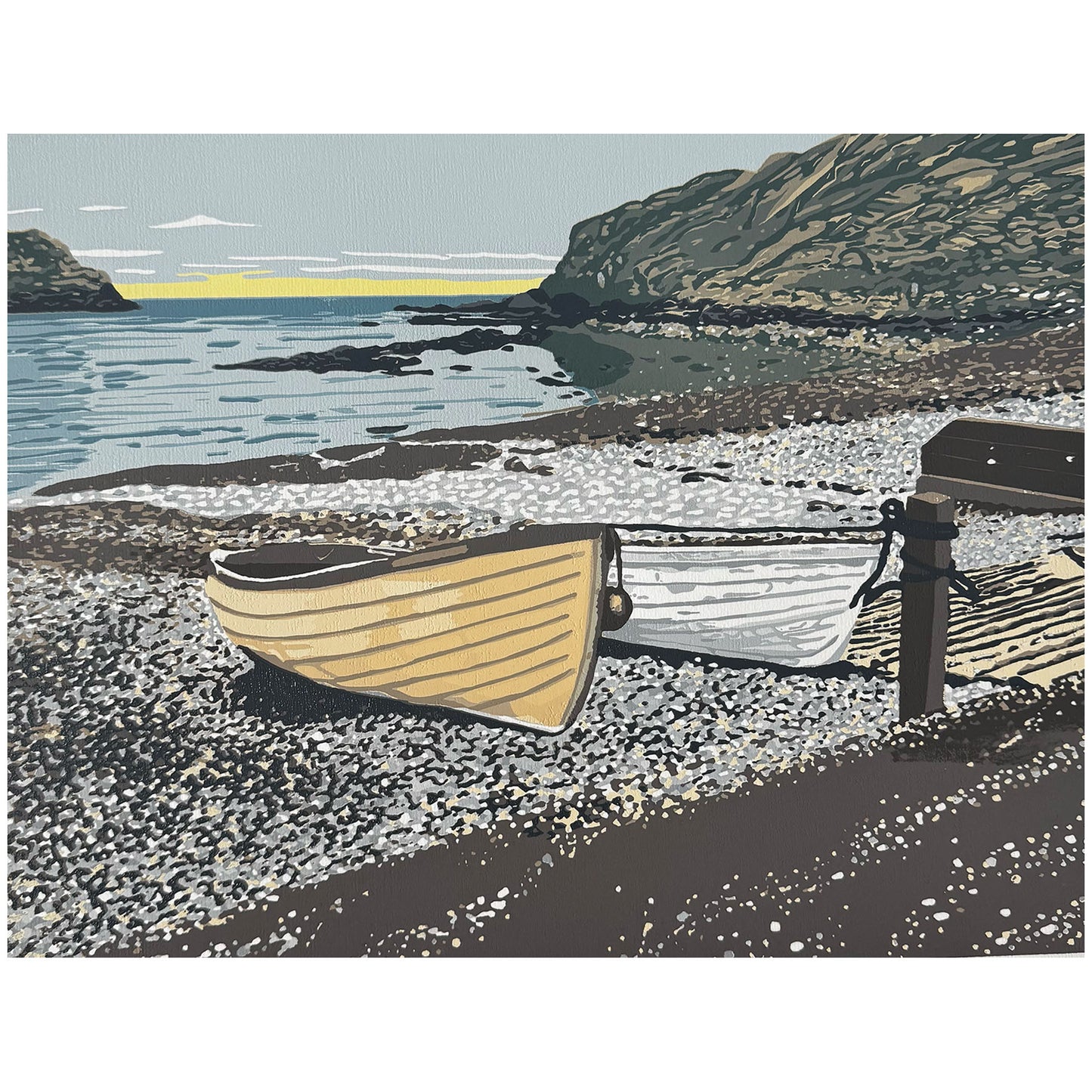 * Boats in the Bay, Linocut Print 2025