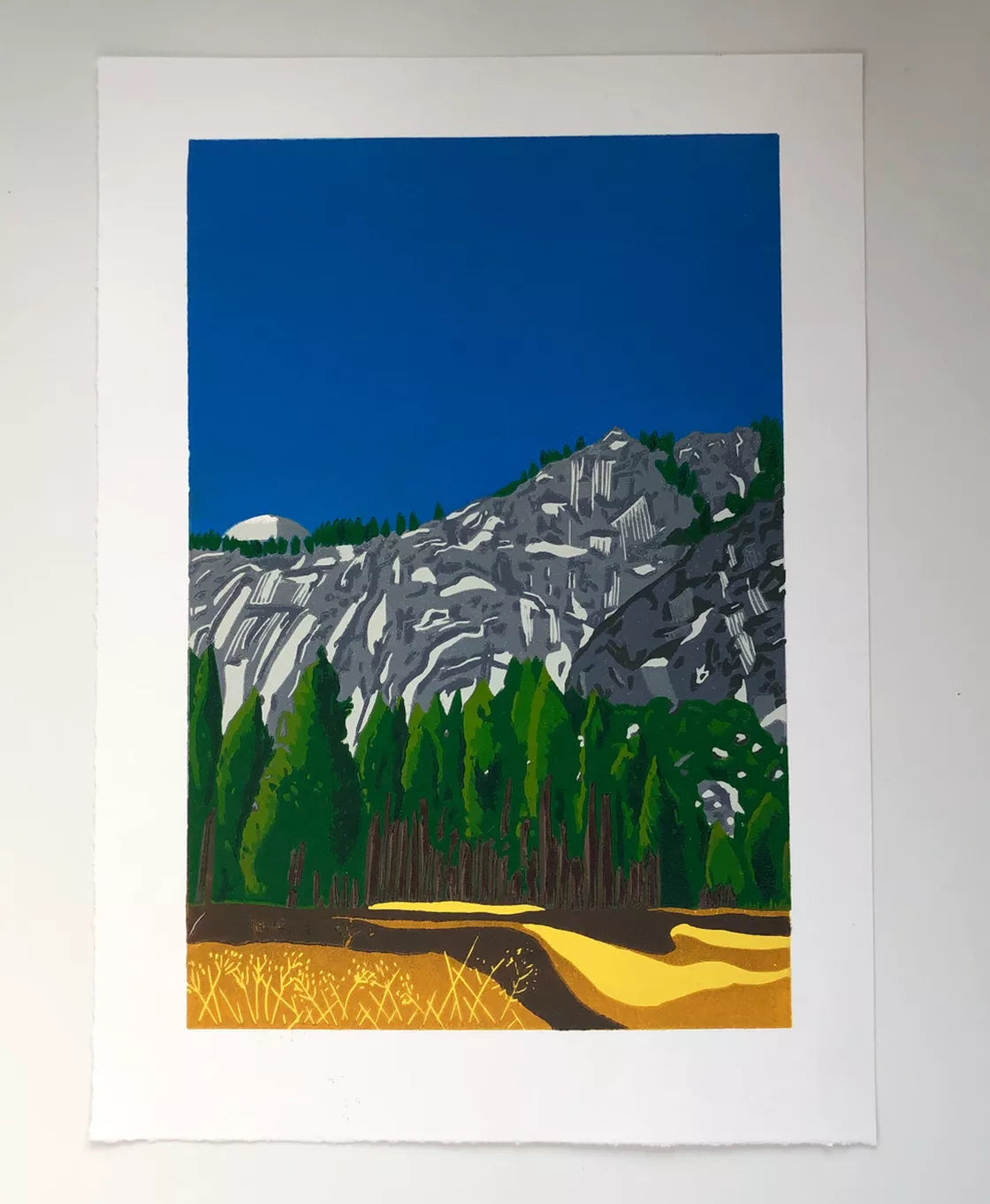 Up, then up some more (2020) Linocut print from a limited edition of 6