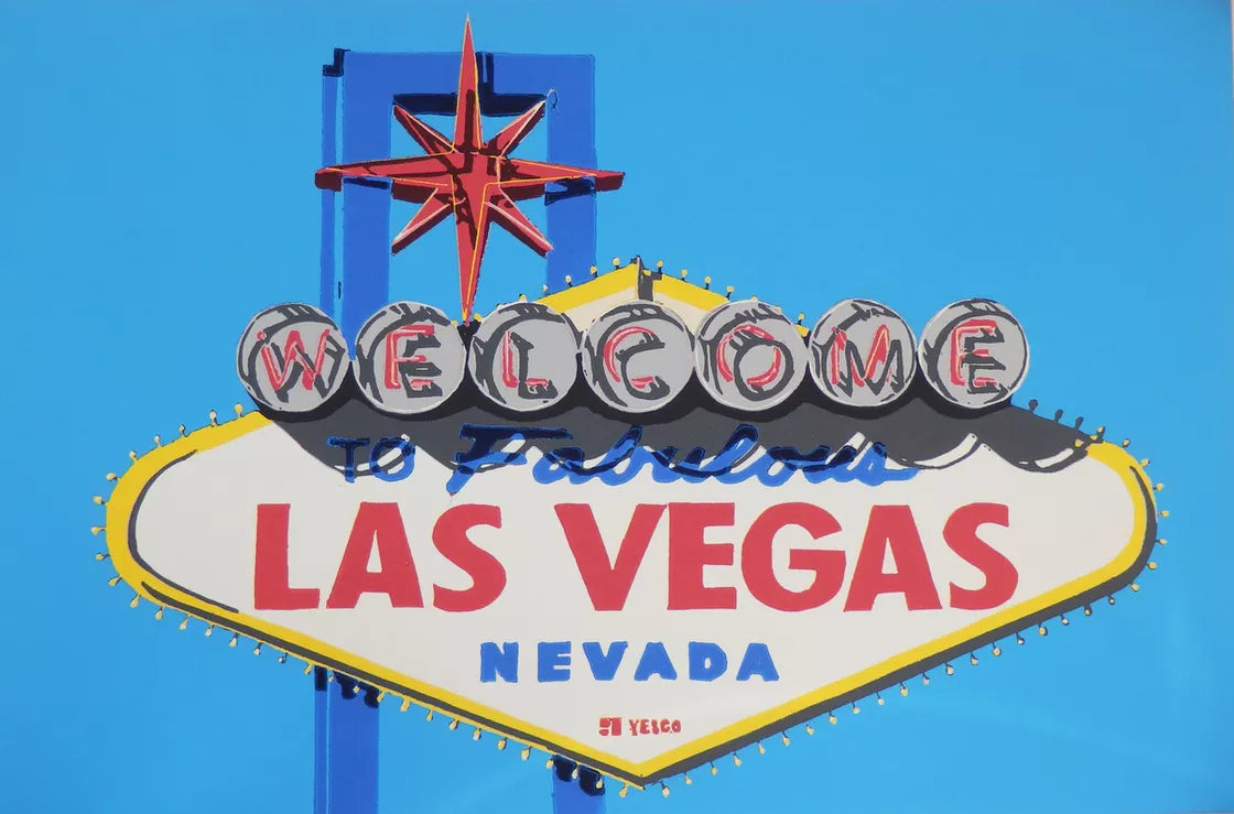Viva Las Vegas (2020) Linocut print from a limited edition of 20