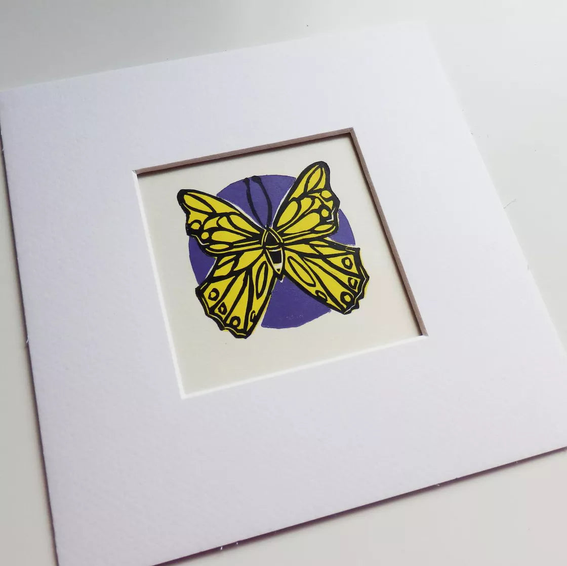 Yellow Butterfly (2018) Linocut print from a limited edition of 30