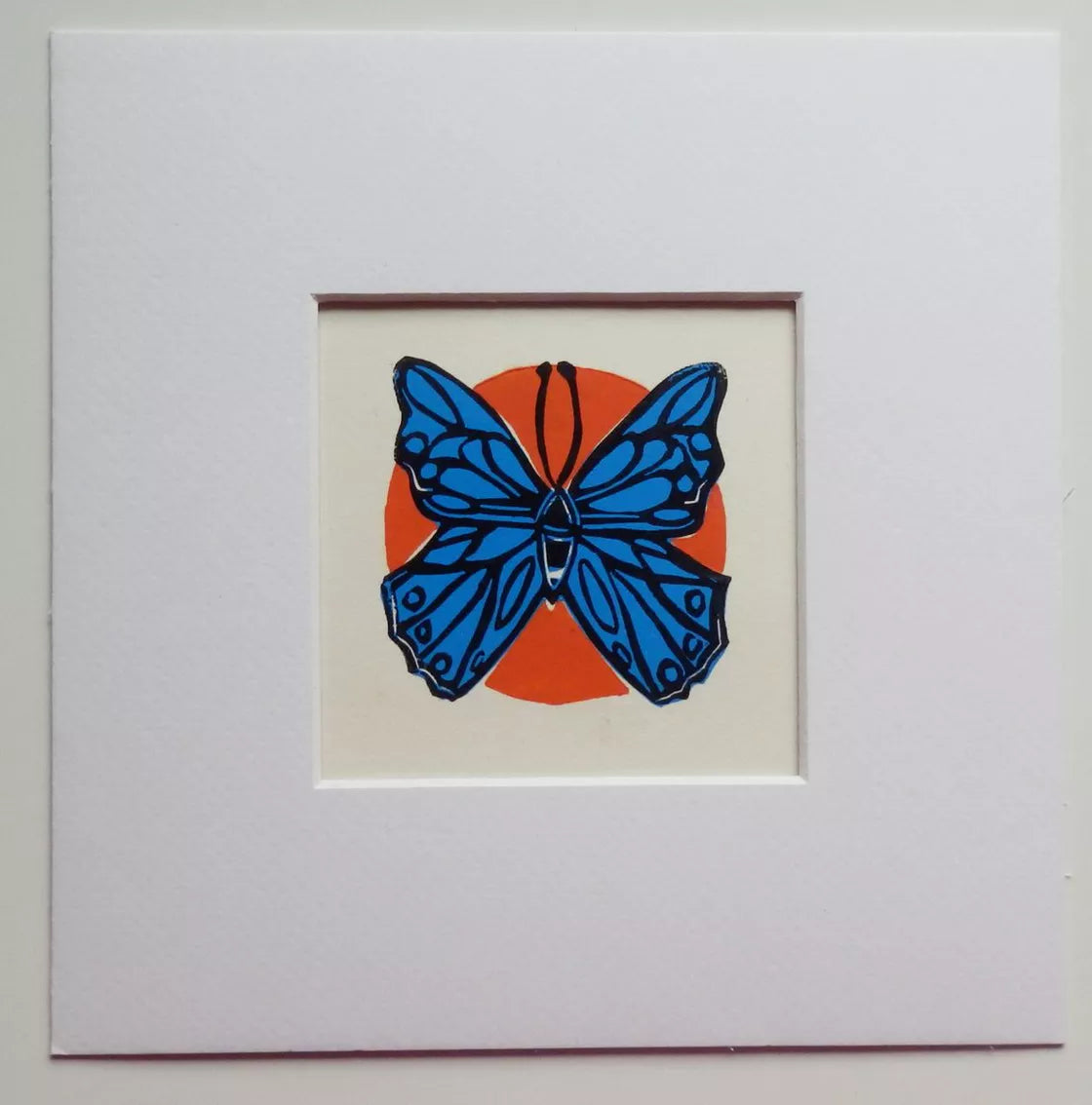 Blue Butterfly (2018) Linocut print from a limited edition of 30