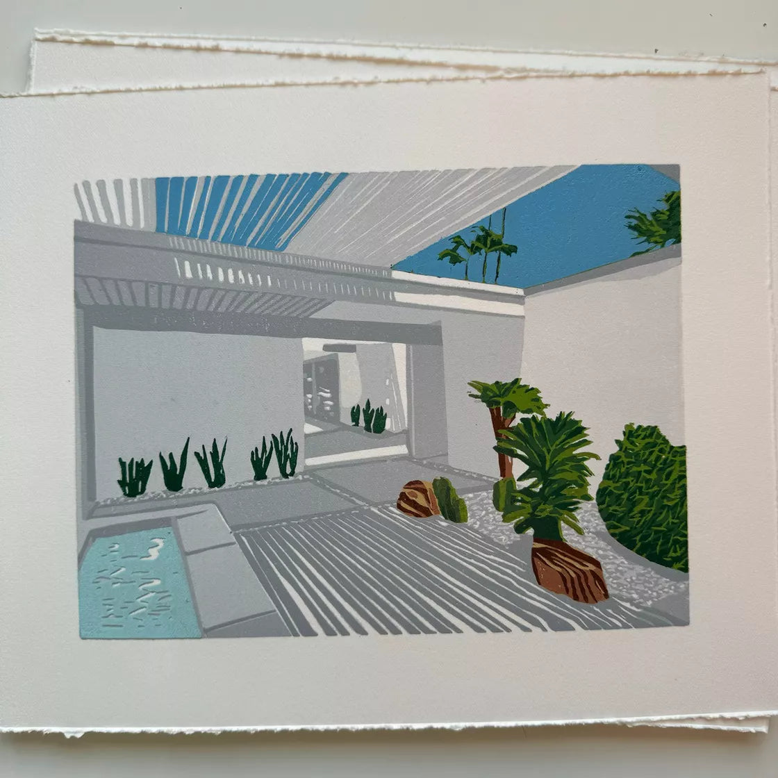 * Palm Springs Series Print 2 (2023) Linocut print from a limited edition of 6
